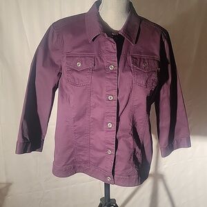 Chico's Woman's Burgundy Button Up Jackets, Size: 3